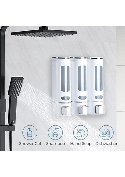 Dln Shop 3 Adet Sıvı Sabunluk 400 ml Duvara Monte Duş Sabun Şampuan Dispenseri Mutfak Banyo Sabunluğu D-52 fiyatları