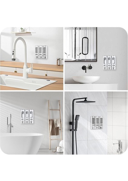 Dln Shop 3 Adet Sıvı Sabunluk 400 ml Duvara Monte Duş Sabun Şampuan Dispenseri Mutfak Banyo Sabunluğu D-52 modelleri