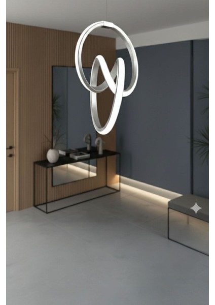 Orko Gri Kasa Beyaz LED Işıklı Antre,hol,mutfak Için Modern LED Avize