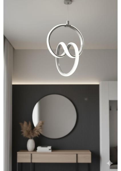 Orko Gri Kasa Beyaz LED Işıklı Antre,hol,mutfak Için Modern LED Avize fiyatları