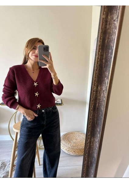 Kadın Yıldız Düğmeli Triko Hırka fiyatları