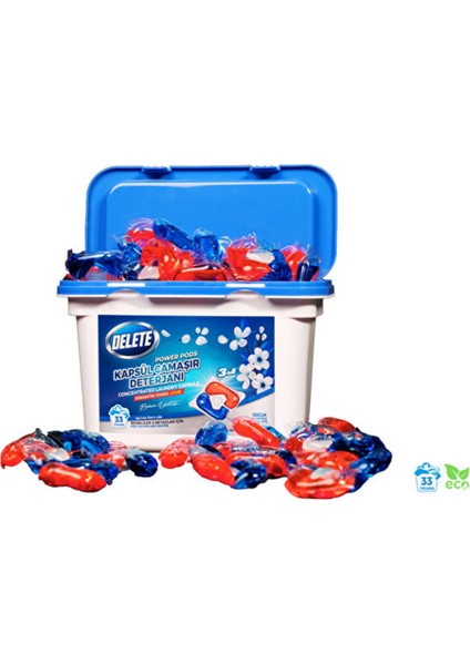 Çamaşır Makinesi Deterjanı Hepsi Bir Arada Kapsülü 33 Yıkama Beyazlar ve Renkliler (3in1)