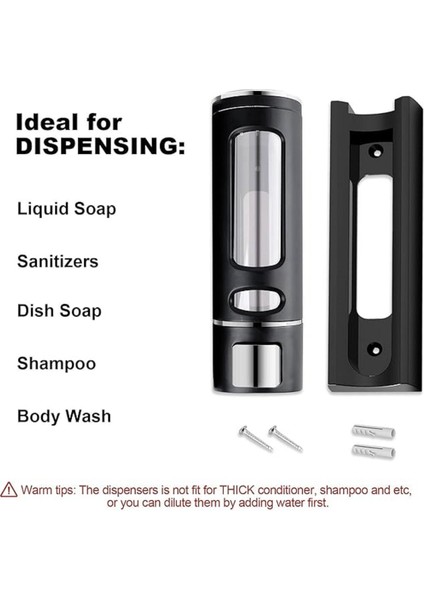 Dln Shop 1 Adet Siyah 400 ml Sabunluk Duvara Monte Şeffaf Sıvı Plastik ve Mutfak Banyo Şişesi D-52 fiyatları