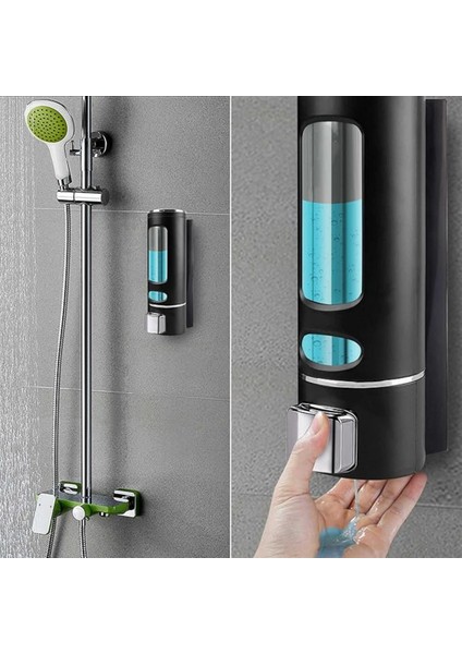 Dln Shop 1 Adet Siyah 400 ml Sabunluk Duvara Monte Şeffaf Sıvı Plastik ve Mutfak Banyo Şişesi D-52 fırsatları