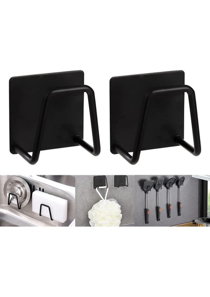 Dilan Store 2 Adet Siyah 3 M Yapışkanlı Çelik Bulaşık Sünger Tutucu Askı Bulaşık Süngeri Tutacağı D-1 fiyatları