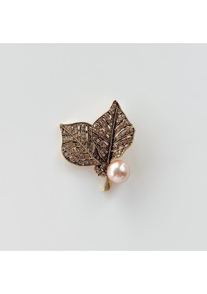 Iki Yaprak Gold Broş