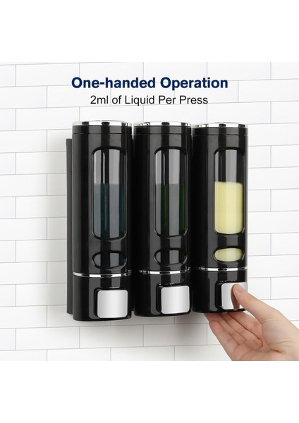 Dln Shop 2 Adet Siyah 400 ml Sabunluk Duvara Monte Şeffaf Sıvı Plastik ve Mutfak Banyo Şişesi D-52 fırsatları