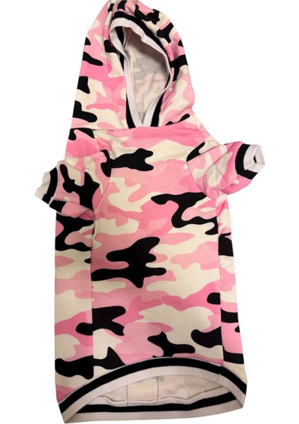 Pembe Kamuflaj Desenli Kapüşonlu Köpek Kıyafeti – Şık, Rahat ve Koruyucu!