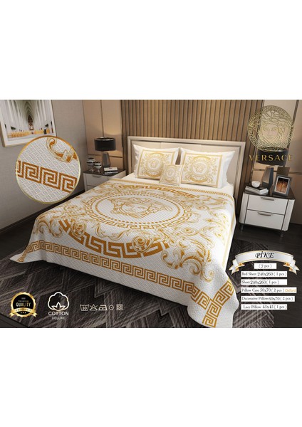 Çift Kişilik Pike Takımı Pamuklu Kumaş Jakar Dokuma Kapitone Dikişli 3D Dijital Baskılı 7 Parça-Lüks Duvet Cover Set Model fiyatları