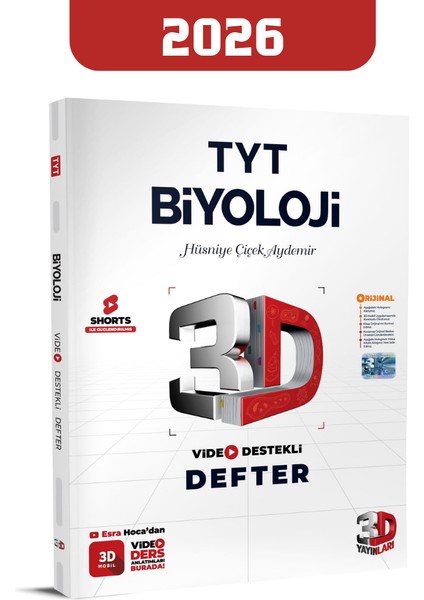 2026 3D Tyt Biyoloji Video Destekli Defter