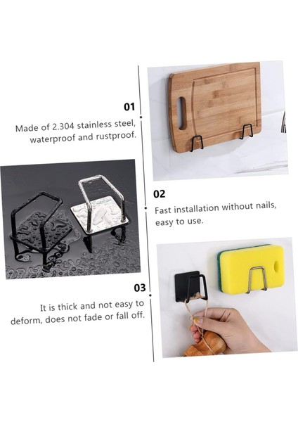 Dilan Store 1 Adet Siyah Musluk Yanı Sünger'lik Sünger Askılığı Evye Sünger'liği Banyo Mutfak Düzenleyici D-1 indirimleri