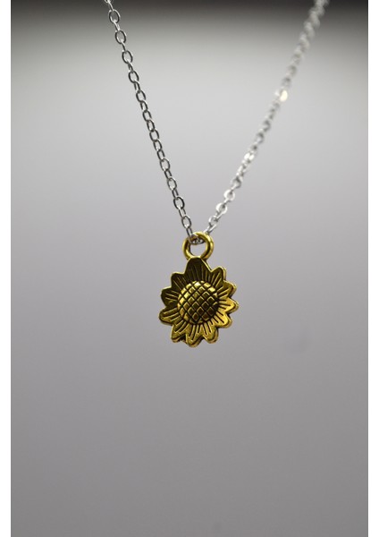 Mmif Ayçiçeği Motifli Altın Renk Kolye ve Paslanmaz Zincirli Kadın Şık Günlük Takı fiyatları