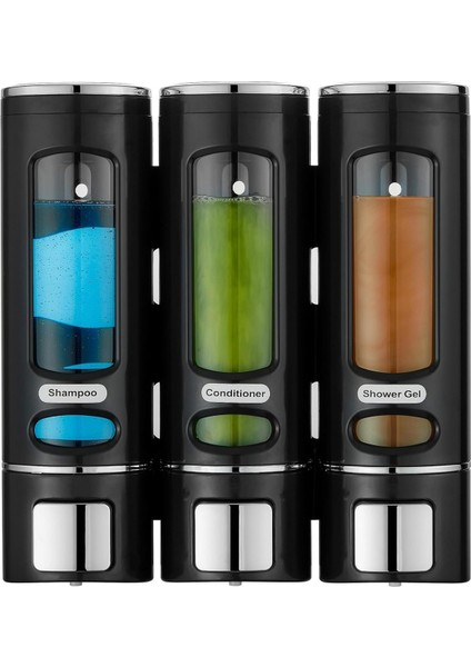 Dln Shop 3 Adet Siyah 400ML Manuel Şampuan Sıvı Banyo Mutfak Lavabo Oteller El Dezenfektanı Sabunluk D-52