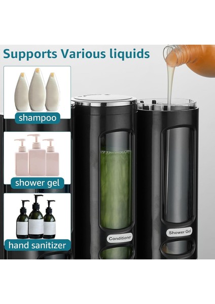 Dln Shop 3 Adet Siyah 400ML Manuel Şampuan Sıvı Banyo Mutfak Lavabo Oteller El Dezenfektanı Sabunluk D-52 modelleri