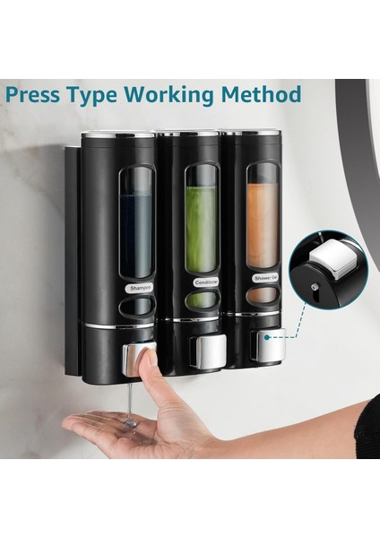 Dln Shop 3 Adet Siyah 400ML Manuel Şampuan Sıvı Banyo Mutfak Lavabo Oteller El Dezenfektanı Sabunluk D-52 fırsatları