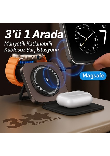 21W Magsafe Uyumlu Apple Watch iPhone Airpods Kablosuz Wireless Şarj Aleti Cihazı fiyatları