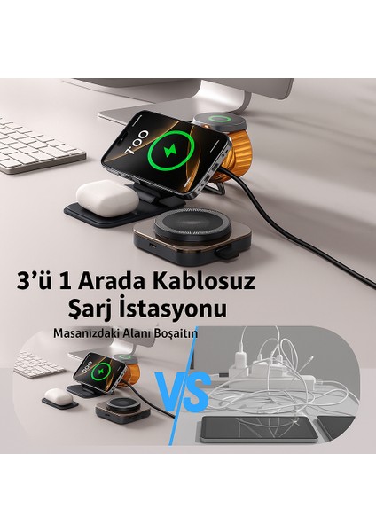 21W Magsafe Uyumlu Apple Watch iPhone Airpods Kablosuz Wireless Şarj Aleti Cihazı modelleri