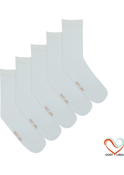 Gost Liria -5’li Beyaz Ribanalı Tenis Çorap
