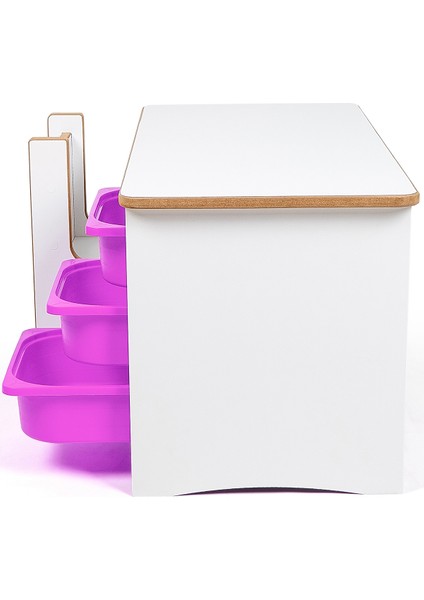 3 Çekmeceli Çocuk Etkinlik Masası - Beyaz Mdf - Lila Çekmeceli - 18MM 1.sınıf Mdf fiyatları