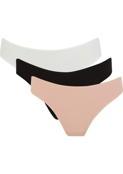 Ribana 3'lü Paketli Basic Düz Brazilian Slip Külot-Fall in Love A3474AX24AU