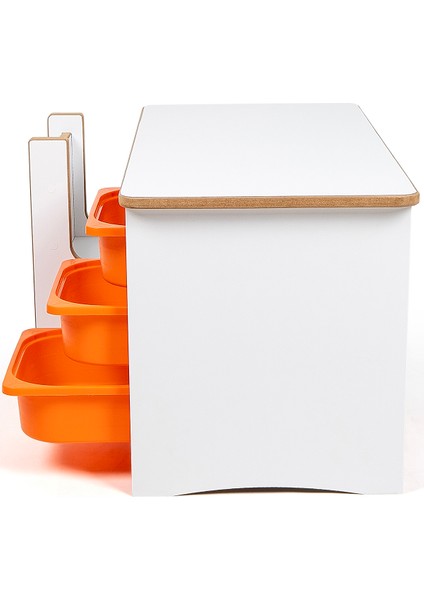 3 Çekmeceli Çocuk Etkinlik Masası - Beyaz Mdf - Turuncu Çekmeceli - 18MM 1.sınıf Mdf modelleri
