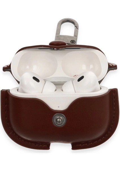 Buğz Airpods Pro 2 (2.nesil) Çanta Deri Kılıf - Kahverengi modelleri