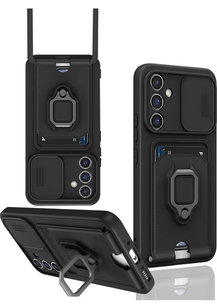 Buğz Samsung Galaxy A05S Kılıf Zuma Kartvizitli Yüzüklü Silikon - Siyah