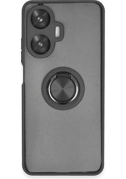 Buğz Realme C55 Kılıf Montreal Yüzüklü Silikon Kapak - Siyah