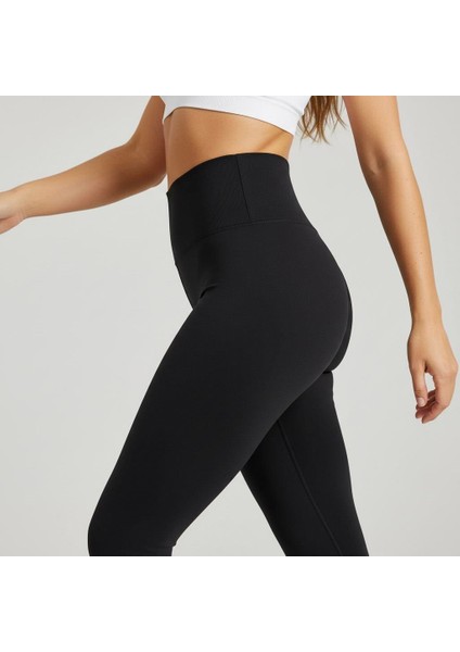 Kadın Yanı Dikişsiz Yüksek Bel Siyah Renk Basic Tayt modelleri
