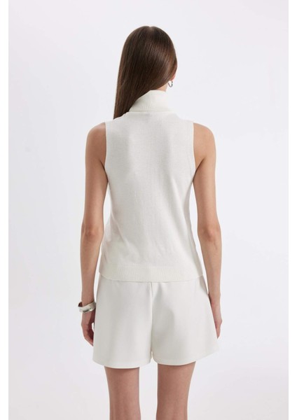 Regular Fit Balıkçı Yaka Kolsuz Basic Düz Triko Kazak U8250AZ24AU