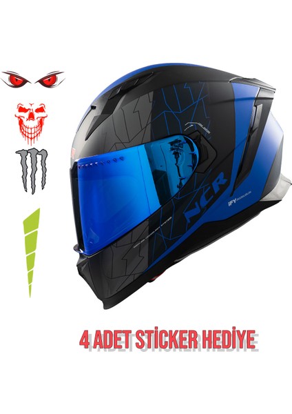 Ncr Stream Kapalı Kask Mavi Vizörlü (Ece-06)