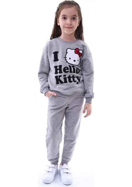 Kız Çocuk Hello Kitty Pamuklu Alt Üst Eşofman Takımı