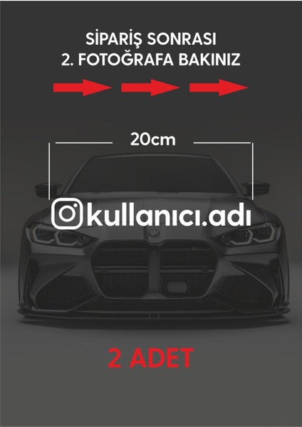 Instagram Logolu Kullanıcı Adı - 2 Adet 20 cm - Araç Kelebek Cam Sticker Etiketi Folyo Kesim