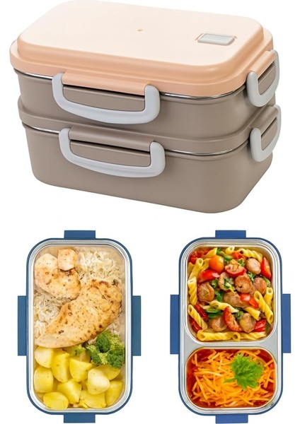 Titiz Aura 2 Katlı Çelik Bölmeli Beslenme Kutusu 850 ml (450+400) fiyatları