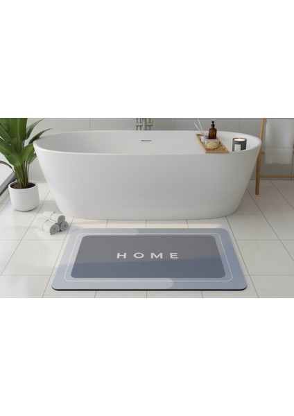Kaymaz Tabanlı Ultra Emici Gri Banyo Paspası - Güvenli ve Kuru Zemin Matı 40X60 cm