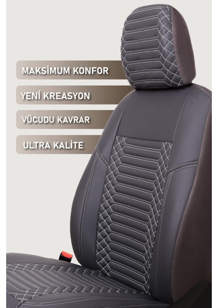 Opel Astra H Sedan Uyumlu Deri Oto Koltuk Kılıfı 5 Li Tam Set Revo Füme indirimleri