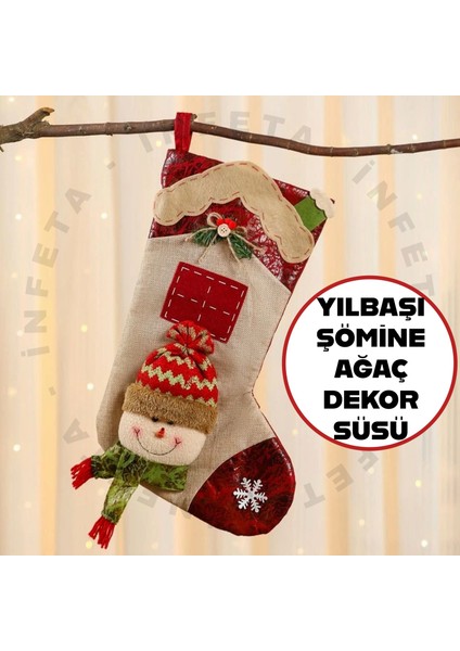 Yılbaşı Dekor Lüks Çorap Şömine Duvar Süsleme Çorabı Yılbaşı Süsü Hediyelik Büyük Çorap