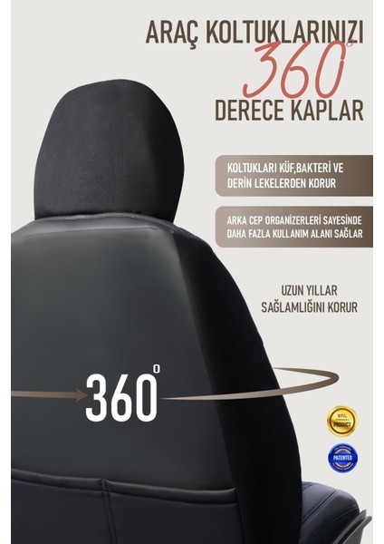 Jeep Compas Uyumlu Deri Oto Koltuk Kılıfı 5 Li Tam Set Revo Siyah-Mavi fırsatları