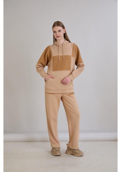 :kadın Triko Buklet Garnili Regular Kalıp Vizon Eşofman Alt Üst Takım fiyatları