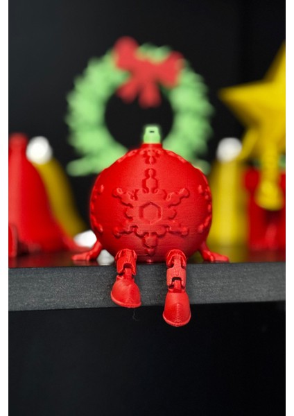Kırmızı Desenli Oturan Yılbaşı Süsü Biblo – Bioplastik Dekoratif Masa ve Raf Objesi modelleri