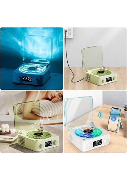 Waves Nostalji Plak Çalar Bluetooth Subwoofer 3D Ses Dalgası Retro Müzik Plak Çalar fiyatları