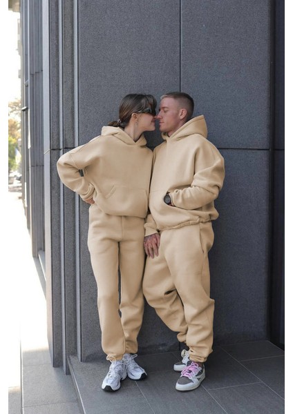 Kadın Erkek Çiftlere Özel 3 Iplik Kalın Oversize Kapüşonlu Eşofman Takımı – Tekli modelleri