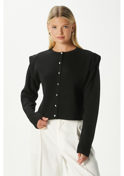 Kadın Diana Siyah Omuz Detaylı Triko Hırka fiyatları