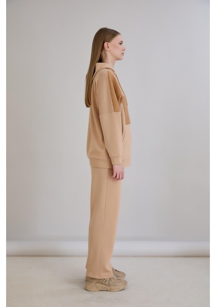 :kadın Triko Buklet Garnili Regular Kalıp Vizon Eşofman Alt Üst Takım fırsatları