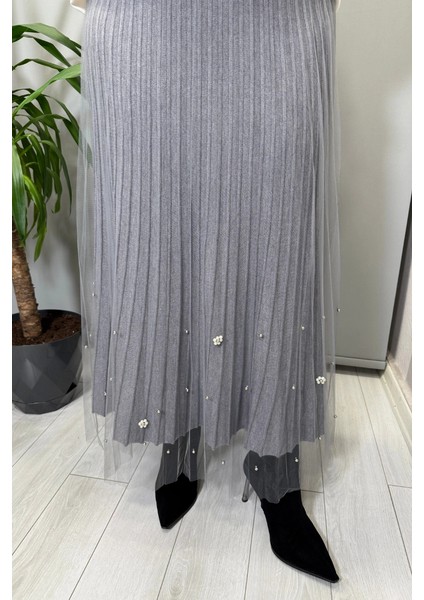 Tül Detaylı Etek Gri 26KGSETK5343