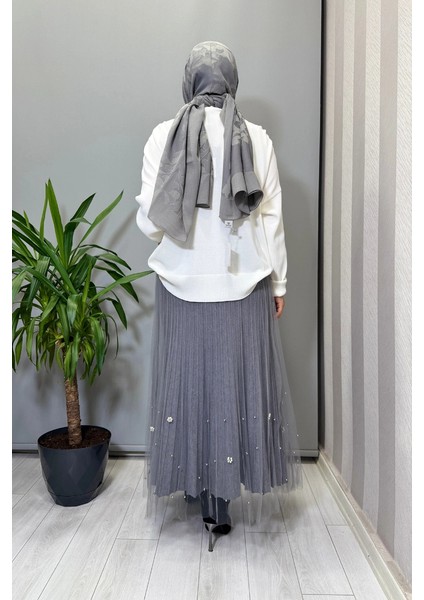 Tül Detaylı Etek Gri 26KGSETK5343 modelleri