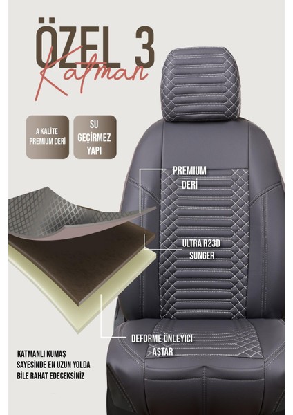 Volkswagen Tiguan Uyumlu Deri Oto Koltuk Kılıfı 5 Li Tam Set Revo Füme fırsatları