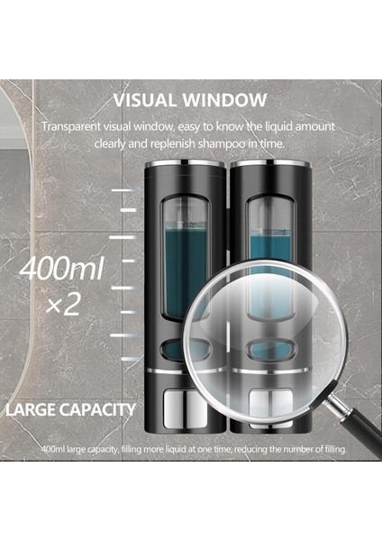 Vıvo 2 Adet Siyah Sıvı Sabunluk Plastik 400 ml Duş Jeli Şampuan Şişesi Oteller, Banyo, Mutfak V-52 fırsatları