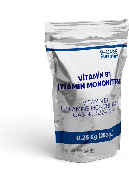 Vitamin B1(Tiamin Mononitrat) Toz Hammadde 0.25 kg (250G.) Saf, Katkısız ve Aromasız
