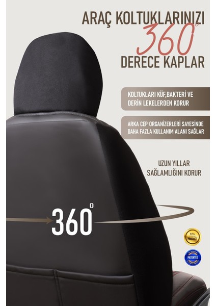 Opel Vectra C Uyumlu Deri Oto Koltuk Kılıfı 5 Li Tam Set Revo Siyah-Kırmızı modelleri